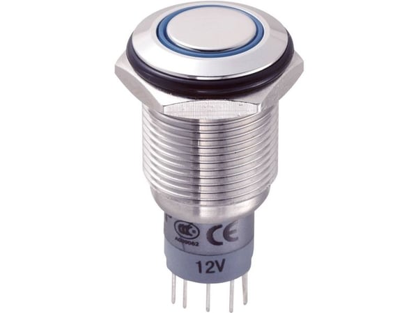 TRU COMPONENTS LAS2GQF-11E/B/12V/S/P Kiinteä painike 250 V/AC 3 A 1 x On/(On) Kosketus Sininen 1 kpl