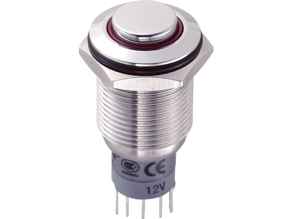 TRU COMPONENTS LAS2GQH-11ZE/R/12V/S/P Kiintojohdotettu painekytkin 250 V/AC 3 A 1 x On/On Klikkaava punainen 1 kpl