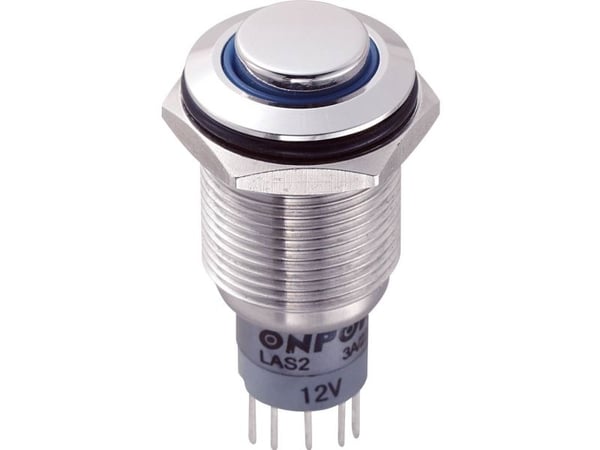 TRU COMPONENTS LAS2GQH-11ZE/B/12V/S/P Kiinteä johdotettu painekytkin 250 V/AC 3 A 1 x On/On Klikkaava sininen 1 kpl