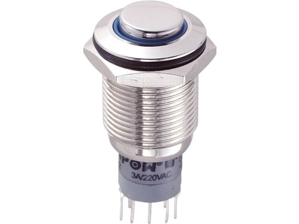TRU COMPONENTS 701835 LAS2GQH-22ZE/B/12V/N/P Ilkivallankestävä painonappikytkin 250 V/AC 3 A 2 x On/On Klikkaava sininen 1 kpl 1 kpl