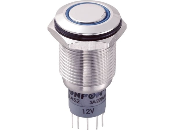 TRU COMPONENTS LAS2GQF-11ZE/B/12V/S/P Kiintojohdotettu painekytkin 250 V/AC 3 A 1 x On/On Naksahdus 1 kpl