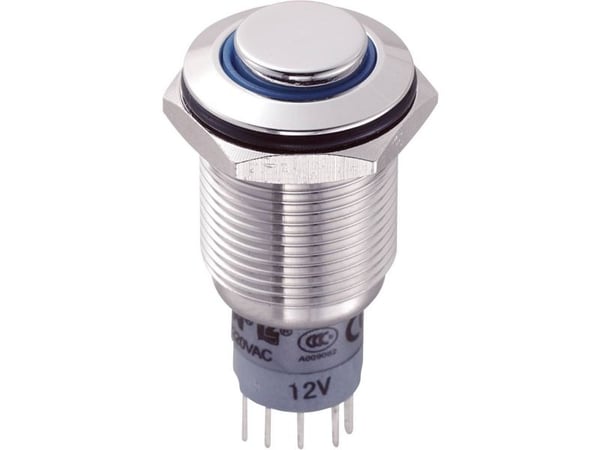 TRU COMPONENTS LAS2GQH-11E/B/12V/S/P Kiinteä painike 250 V/AC 3 A 1 x On/(On) Kosketus sininen 1 kpl