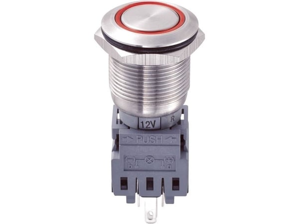 TRU COMPONENTS LAS1-BGQ-11ZE/R/12V Kiinteä painonappi 250 V/AC 5 A 1 x Off/On naksahtava punainen IP67 1 kpl