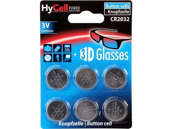 HyCell 1516-0026, Engangsbatteri, CR2032, Lithium, 3 V, 6 stykker, Sølv
