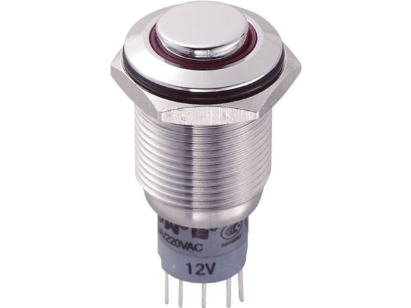TRU COMPONENTS LAS2GQH-11E/R/12V/S/P Kiinteä painike 250 V/AC 3 A 1 x On/(On) Kosketus punainen 1 kpl