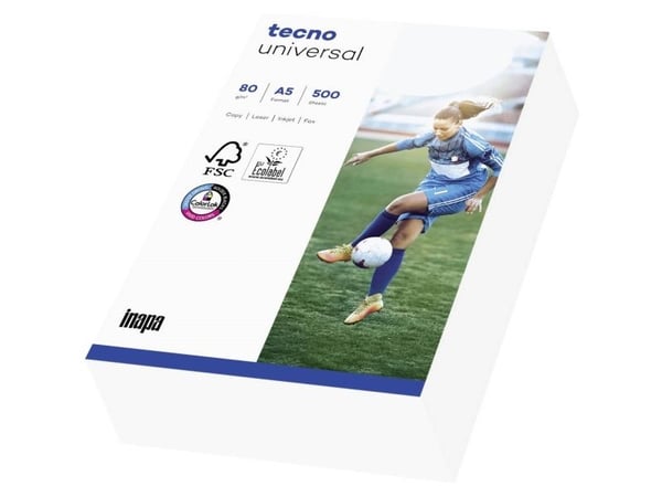 Inapa Tecno universelt skriver-/kontorpapir DIN A5, 80 g/m², 500 ark, hvit