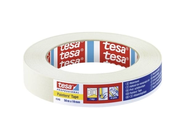 tesa malertape Krepp 4348 Standard papiravdekkbånd, 19 mm x 50 m, lettkreppt, 1 stk (04348-00015-03)