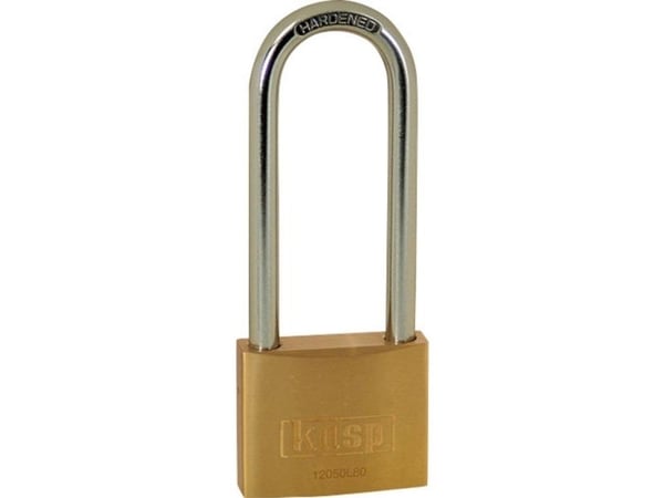 Kasp K12050L80D hengelås 50 mm, gullgul nøkkellås