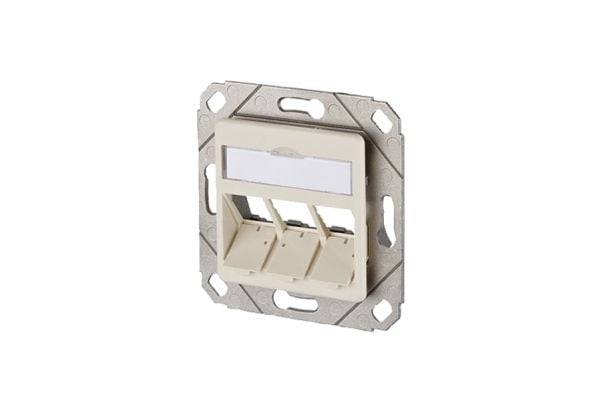 BTR E-DAT modul 3x8(8) UPk ilman moduuleja - Planforsænket stikdåse - CAT 6 - ren hvid, RAL 9010 - 3 porte
