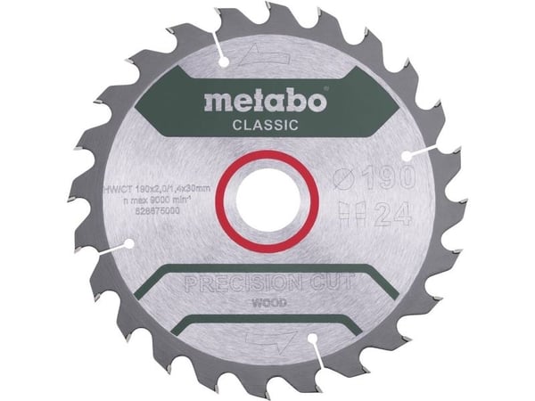 Metabo Classic Precision Cut Wood - Sirkelformet sagblad - 190 mm - 24 tenner