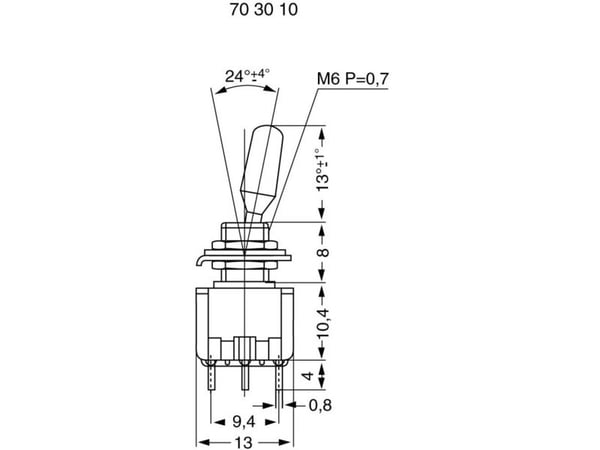 Miyama 703117 MS 500-BC-J Vaihtokytkin 125 V/AC 6 A 2 x (On)/Off/(On) Painike/0/Painike 1 kpl