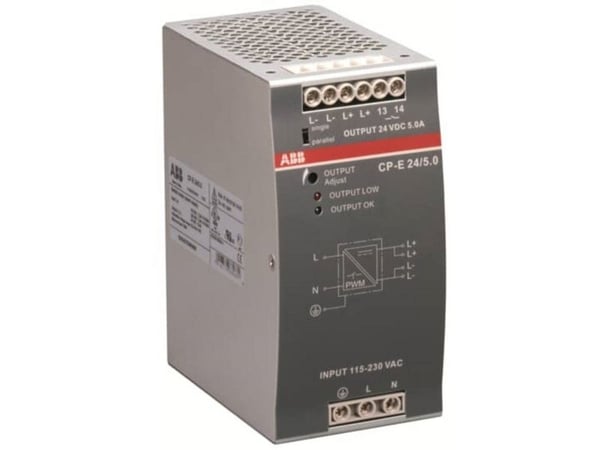 ABB CP-E 24/5.0, Innendørs, 115/230 V, 47 / 63 Hz, 120 W, 24 V, 5 A