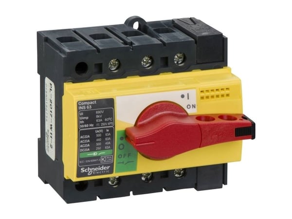 Schneider frånskiljare 3P 63A spak gul-röd INS63 (28918)