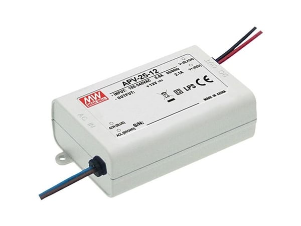 MEAN WELL APV-25-12, Hvit, 90 - 264 V, 47 - 63 Hz, 84 mm, 29,5 mm, 57 mm