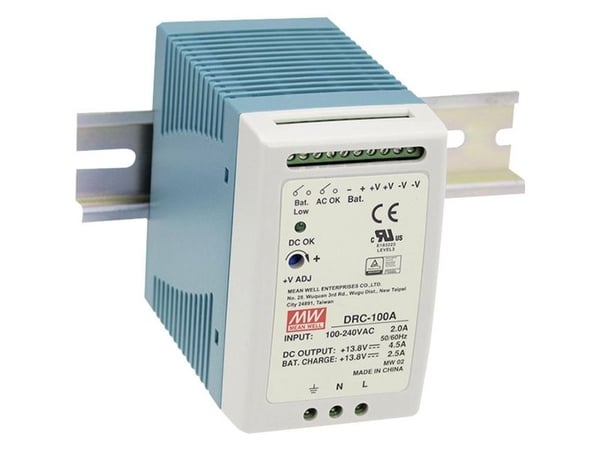 MEAN WELL DRC-100B, Batterilader, Innendørs, 90 - 264 V, 47 - 63 Hz, 96,6 W, 27.6 V