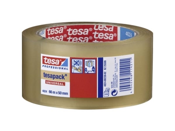 Tesa 04024 universal pakkbånd 66 m x 50 mm gjennomsiktig
