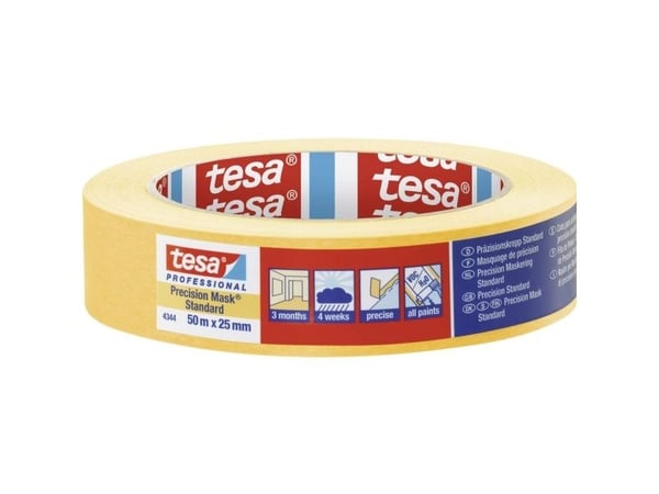 TESA 4344 Precision Mask Standard, maskeringstape, papir, oransje, gummi, glass, metall, universell, gummibasert