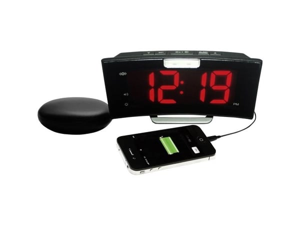 Geemarc Telecom Wake''n''Shake Curve, Digital vekkerklokke, Sort, Innendørs, Voksen, Gutt/Jente, 12/24h