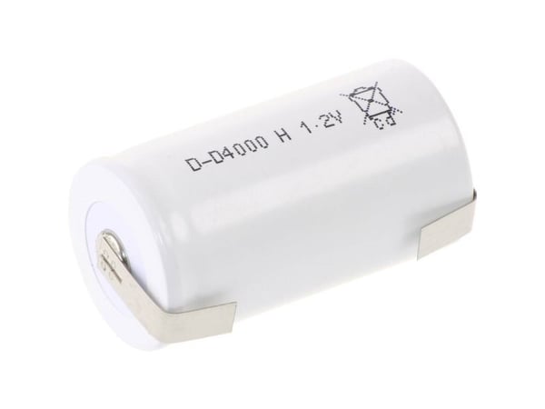 Mexcel D4000H spesialbatteri R20 (D) tåler høy temperatur, U-loddefane, Flat-Top NiCd 1,2 V 4000 mAh