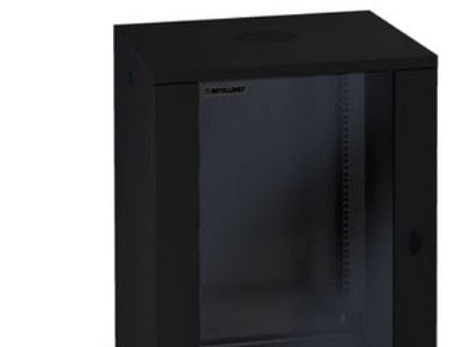 Intellinet Network Cabinet, Wall Mount (Standard), 15U, Usable Depth 350mm/Width 540mm, Black, Assembled, Max 60kg, Metal & Glass Door, Back Panel,...