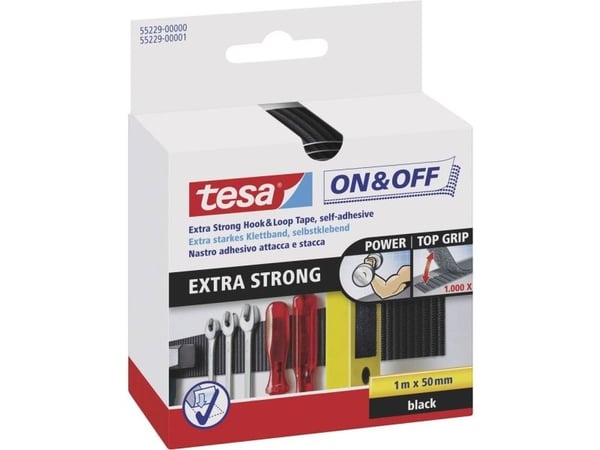 TESA 55229-00000-02, Svart, 50 mm, 1000 mm, 1 styck, Blåsa