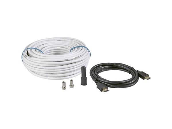 SAT-tilkoblingskabel BKL Electronic [1x F-kontakt, HDMI-kontakt - 1x F-kontakt, HDMI-kontakt] 25,00 m 90 dB sort/hvit