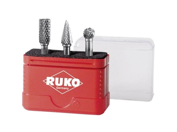 RUKO 116001 Jyrsinsarja Kovametalli Varren halkaisija 6 mm 3 osaa