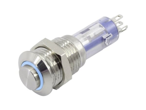 TRU COMPONENTS TC-6647576 LAS4GQH-11E/B/24V/S Trykknap 48 V 2 A 1 x Off/(On) Tastende Blå 1 stk