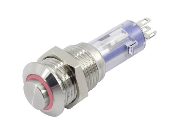 TRU COMPONENTS TC-6647572 LAS4GQH-11E/R/24V/S Trykknap 48 V 2 A 1 x Off/(On) Tastende Rød 1 stk