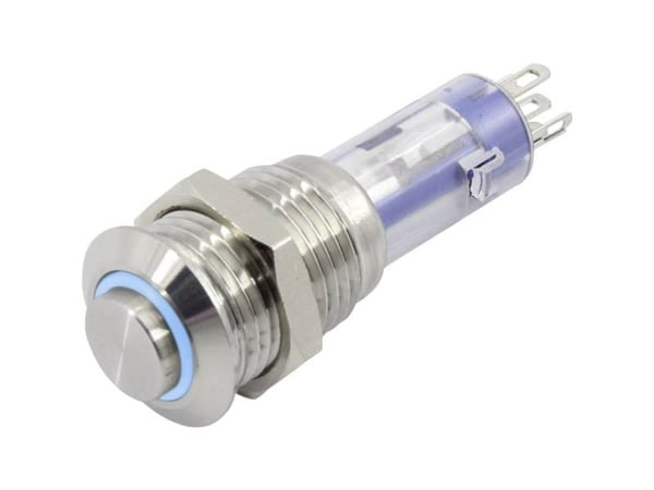 TRU COMPONENTS TC-6647568 LAS4GQH-11E/B/12V/S Trykknap 48 V 2 A 1 x Off/(On) Tastende Blå 1 stk