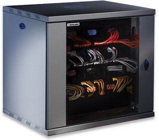 Intellinet Network Cabinet, Wall Mount (Standard), 12U, Usable Depth 350mm/Width 540mm, Black, Assembled, Max 60kg, Metal & Glass Door, Back Panel,...