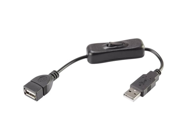 Renkforce RF-3322982, 0,25 m, USB A, USB A, USB 2.0, 480 Mbit/s, Sort
