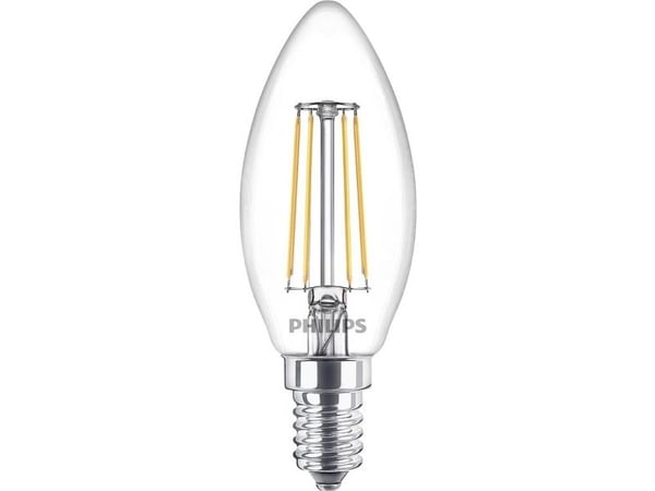 Philips - LED-filamentlyspære - form: B35 - klar finish - E14 - 4.3 W (ekvivalent 40 W) - klasse F - varmt hvitt lys - 2700 K (en pakke 3)