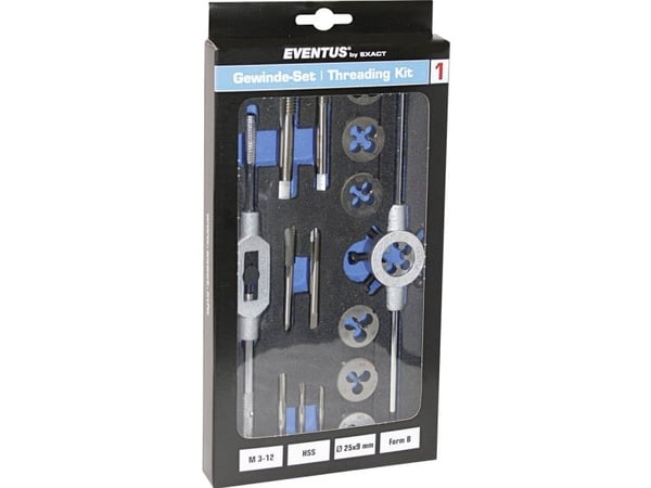 Eventus by Exact 70607 gjengektersats 16 deler HSS metrisk M3, M4, M5, M6, M8, M10, M12