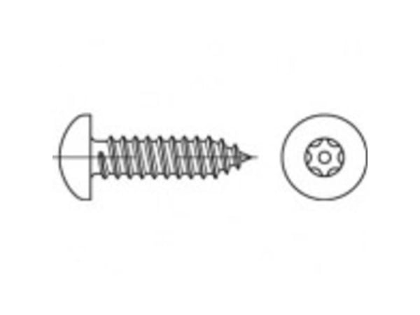 TOOLCRAFT sikkerhetsskruer 3,5 mm x 16 mm innvendig sekskant 88114 A2 rustfritt stål (100 stk.)