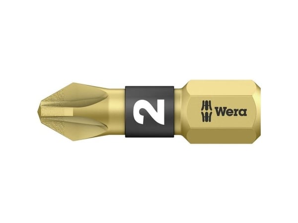 Wera 05056702001, 1 stykker, Pozidriv, PZ 2, 25 mm, 25,4 / 4 mm (1 / 4"), Sekskantet