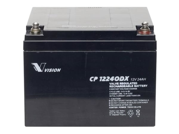 Vision Rechargeable Batteries CP12240DX Blybatteri 12 V 24 Ah Blyfleece (B x H x D) 166 x 125 x 175 mm M5-skrueforbindelse Vedlikeholdsfritt, syklu...