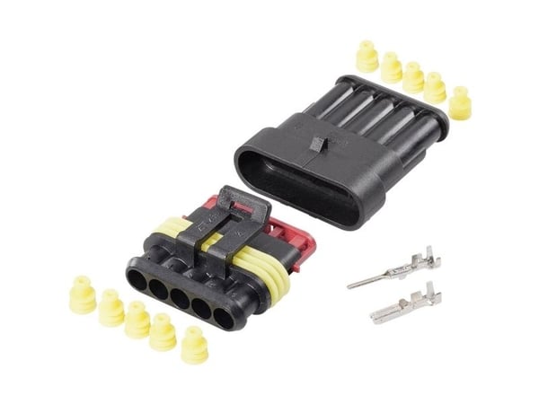 TE Connectivity Superseal-sarja AMP-Superseal 1,5 mm Sarja Nastojen kokonaismäärä 5 Ristikoko: 6 mm 30S006 1 sarja