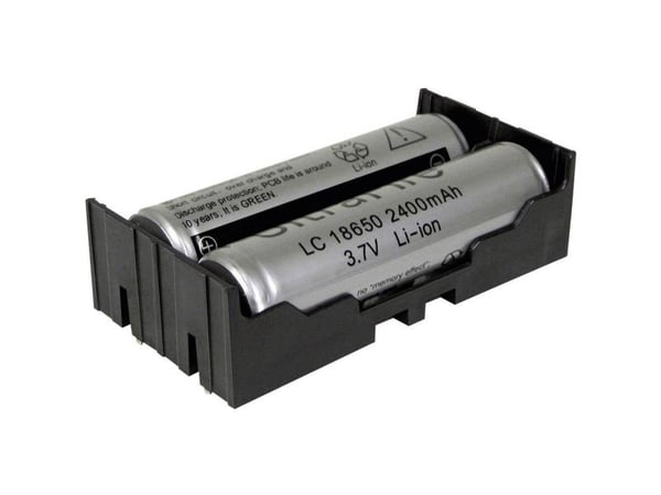 MPD BK-18650-PC4 batteriholder for 2x18650 med gjennomstikksmontering THT (L x B x H) 77.7 x 40.21 x 21.54 mm