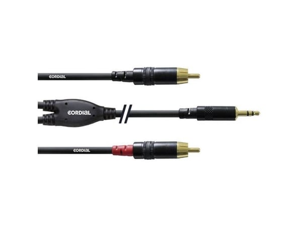 Cordial CFY 3 WCC, 2 x RCA, Hankjønn, 3.5mm, Hankjønn, 3 m, Sort