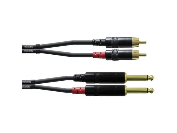 Cordial CFU 1.5 PC, 2 x RCA, Hankjønn, 2 x 6.35mm, Hankjønn, 1,5 m, Sort