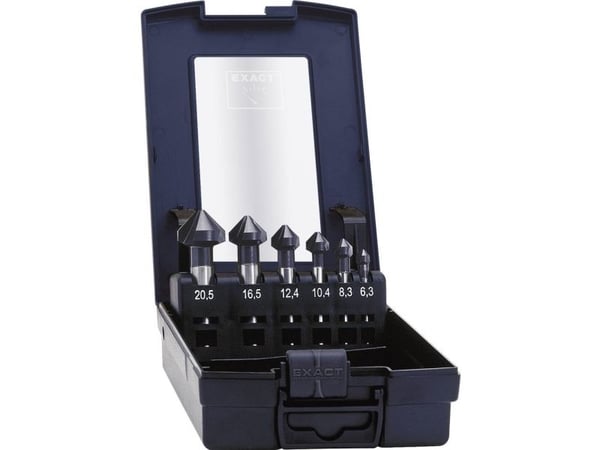 Exact 51157 Set med koniska fräsar 6 delar 6,3 mm, 8,3 mm, 10,4 mm, 12,4 mm, 16,5 mm, 20,5 mm HSS TiAIN Cylinderskaft 1 sats