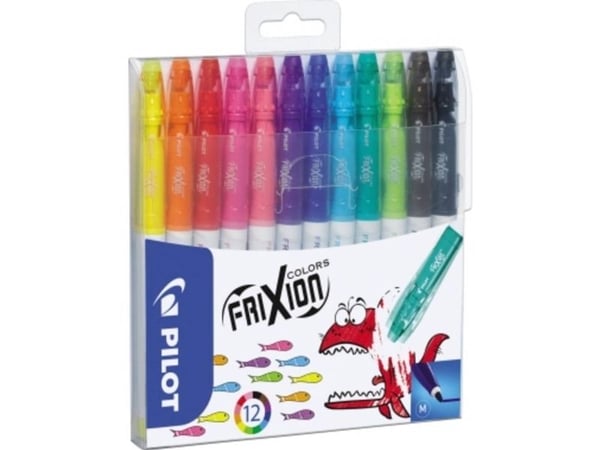 Pilot FriXion Colors fiberpen - med 12 stk. ass. farver