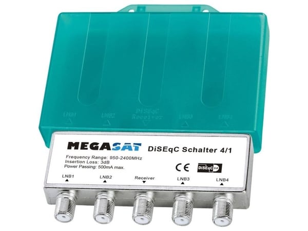 Megasat DiSEqC Switch 4-1 Pro satellittblokkdistribusjon 4 innganger 1 utganger (600137)