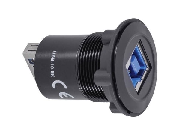 TRU COMPONENTS USB-10-BK USB-innbyggingskontakt 3.0 tilkobling, innfelt (1 stk)