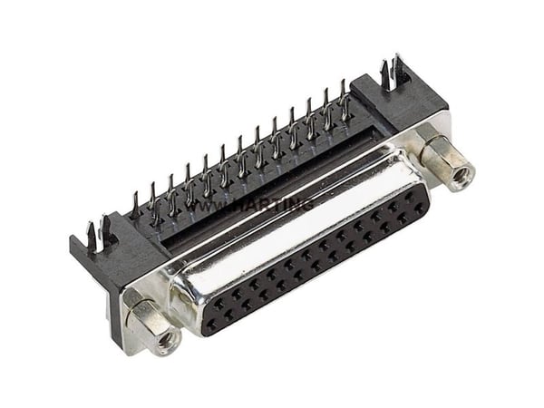 Harting D-SUB pinnerekke 90°, poltall: 25, lodding 09 68 363 5812, 1 stk (09 68 363 5812)