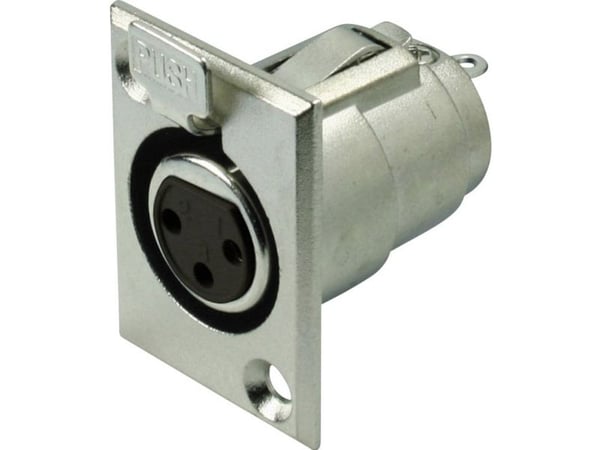Kash 55021 XLR-kontakt, flensetilkobling, 3-polet, sølv, 1 stk