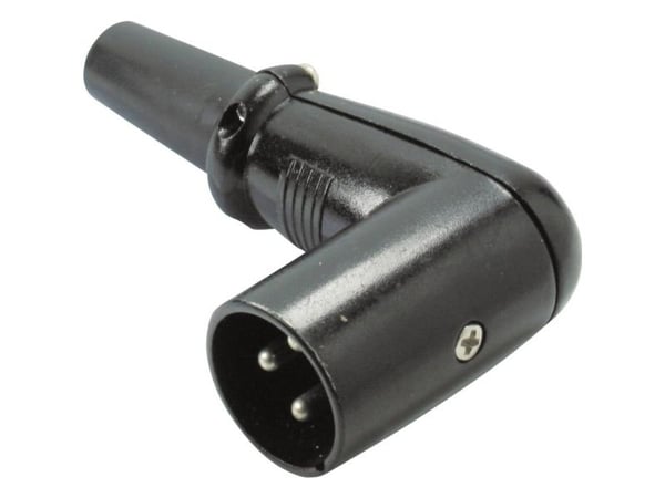 KASH 55006 XLR-kontakt pinneside, vinklet poler: 3 svart 1 stk