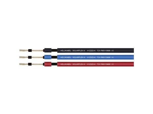 HELUKABEL SOLARFLEX-X H1Z2Z2-K, Kabel för medelhög spänning, Blå, 1 x 6 mm ², 57,6 kg/km, -40 - 90 ° C, DIN VDE 0285-525-1/DIN EN 50525.1 appendix ...