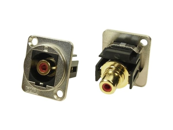 XLR-adapter RCA-plugg til RCA-plugg rød adapter for innbygging CP30230M CP30230M Cliff, innhold: 1 stk